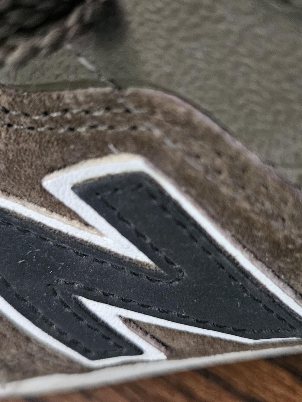 New Balance Olive Green Suede Athletic Sneakers - Picture 7 of 9
